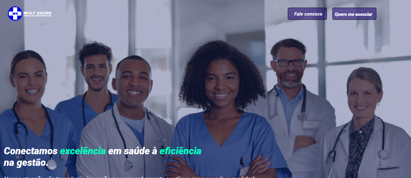 Página inicial do site Mult Saúde desenvolvido pela Prompt Tech